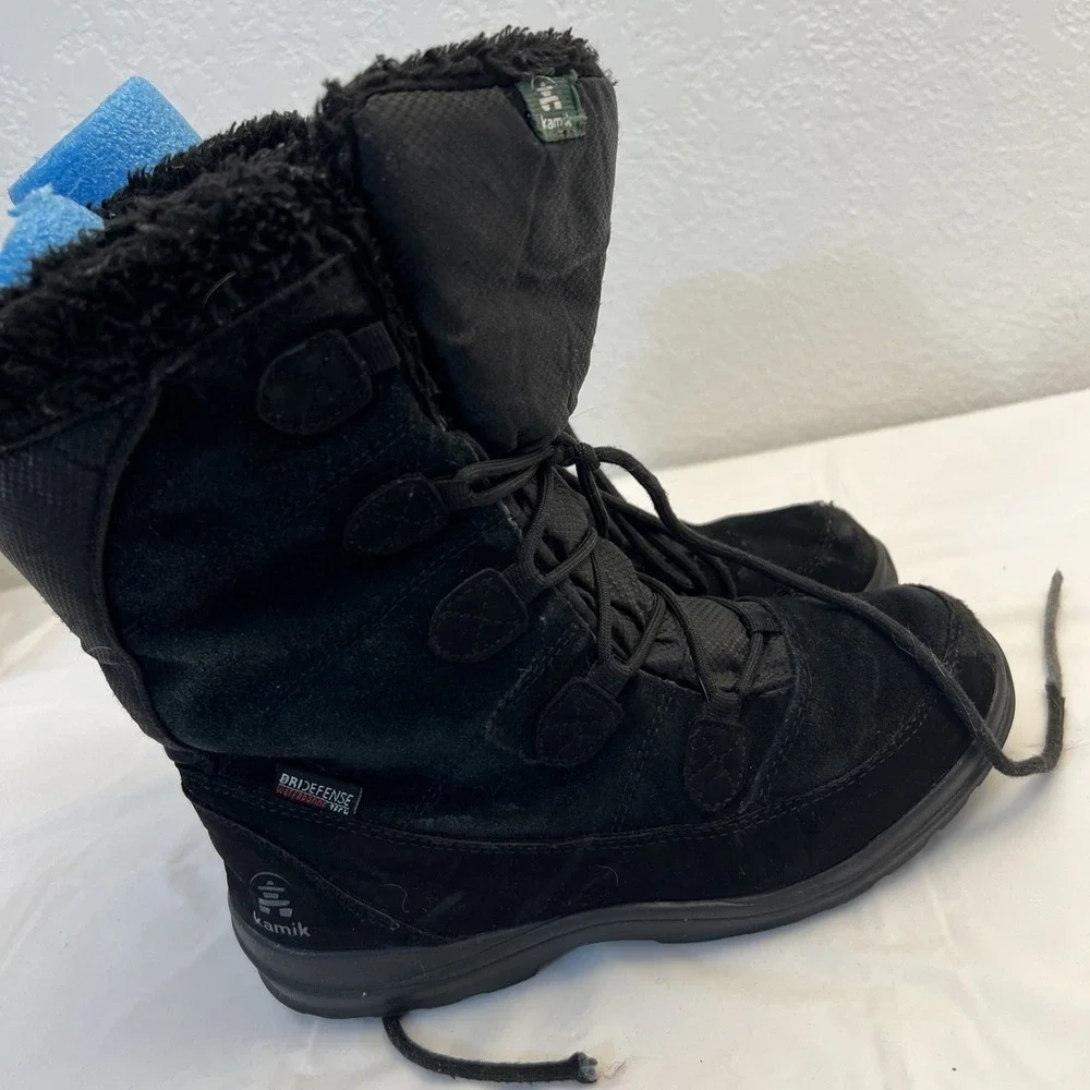 Kamik Icelyns Snow‎ Winter Boots Womens Sz 6 Black Waterproof -22 Rating Lace Up
